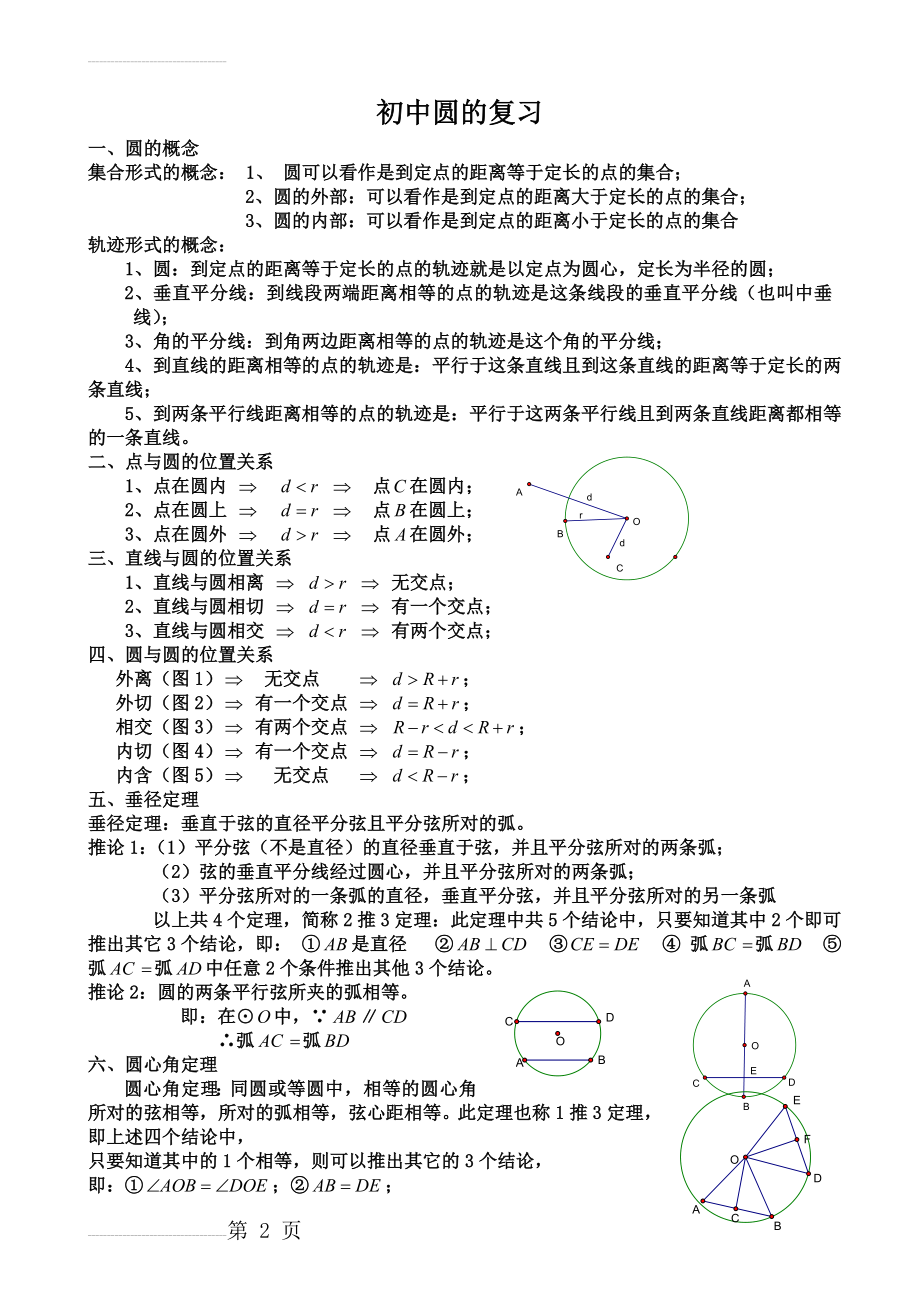 初中圆知识点总结复习(5页).doc_第2页