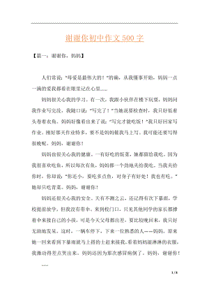 谢谢你初中作文500字.docx