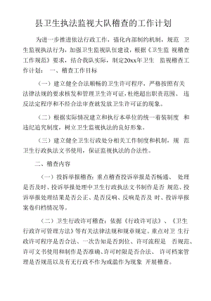 县卫生执法监视大队稽查的工作计划.docx