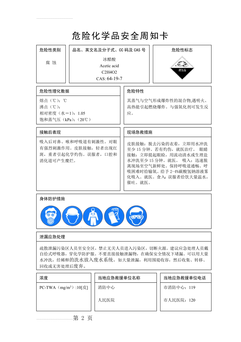 冰醋酸酸安全周知卡(2页).doc_第2页