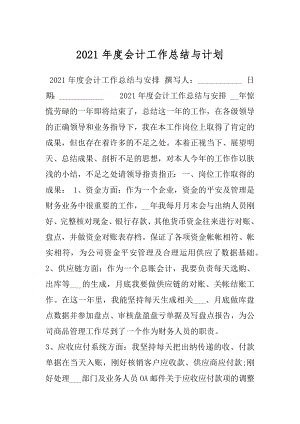 2021年度会计工作总结与计划.docx