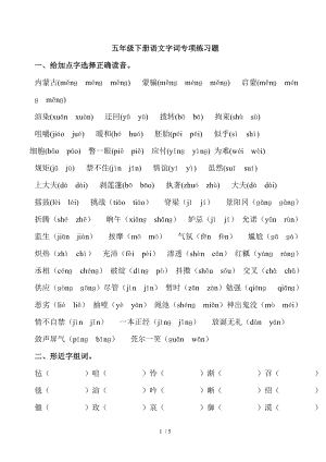 五年级下册字词专项练习.doc