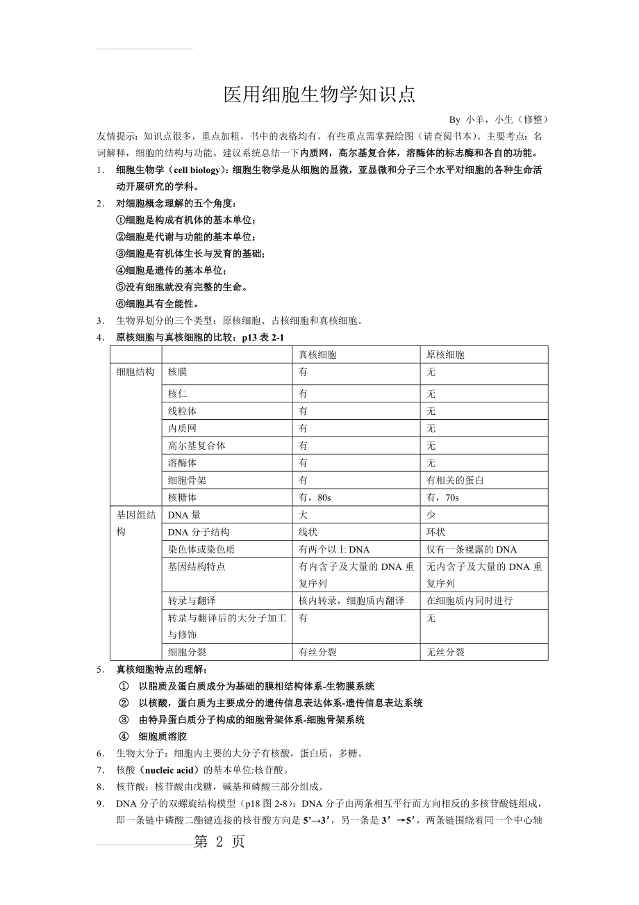 医用细胞生物学知识点(完整版)(10页).doc_第2页