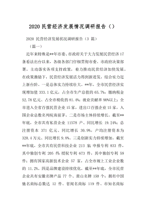 2020民营经济发展情况调研报告（）.docx