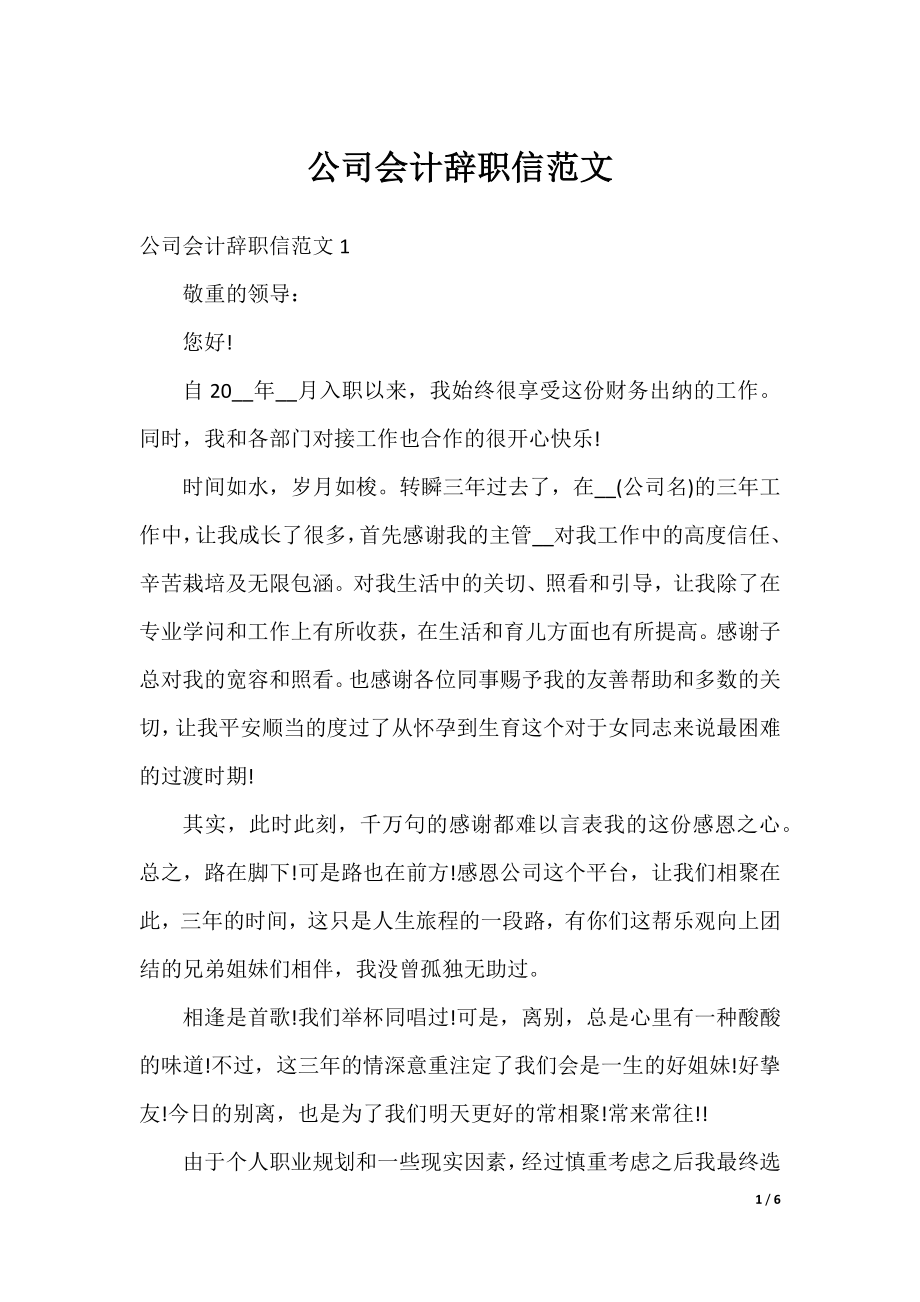 公司会计辞职信范文.docx_第1页