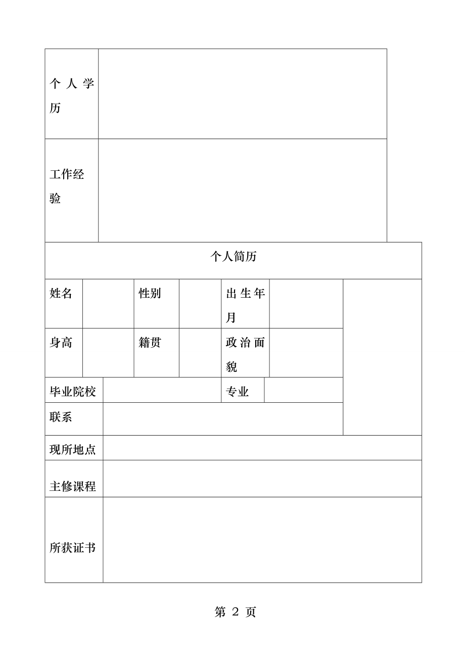 大学生个人简历模板个人简历表格模板.docx_第2页