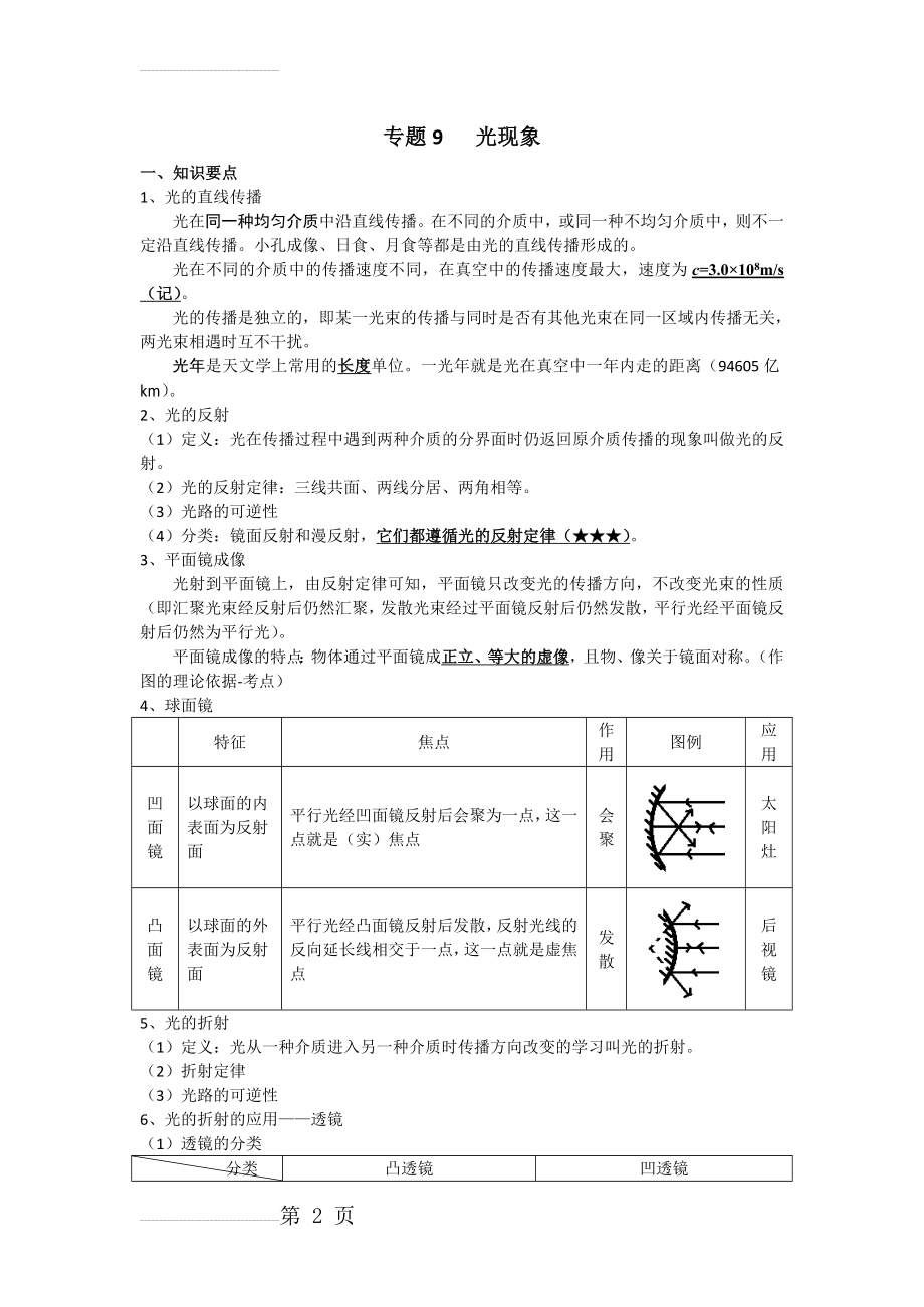 初中物理专题复习讲义_光现象(5页).doc_第2页