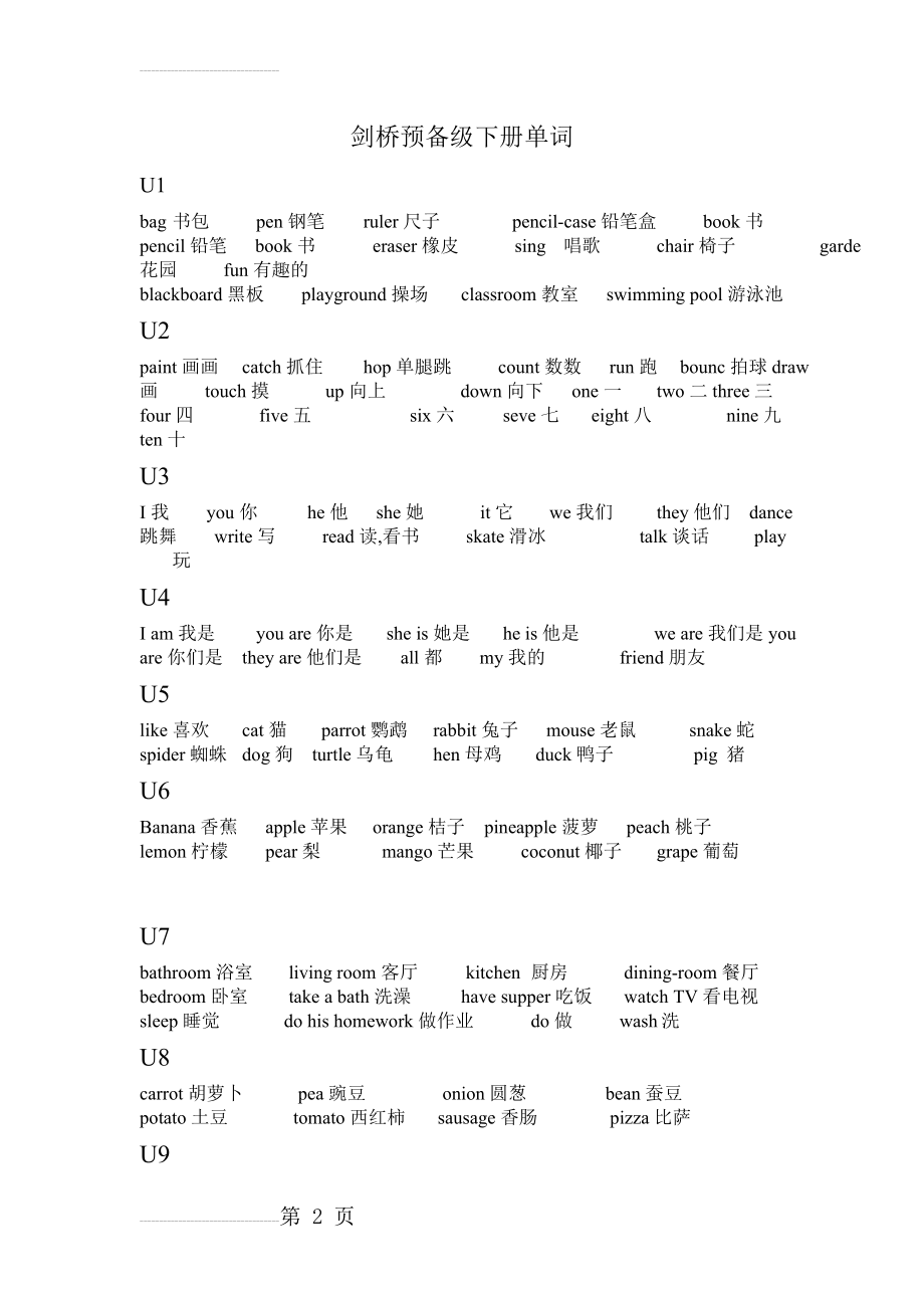 剑桥少儿英语预备级单词表(3页).doc_第2页