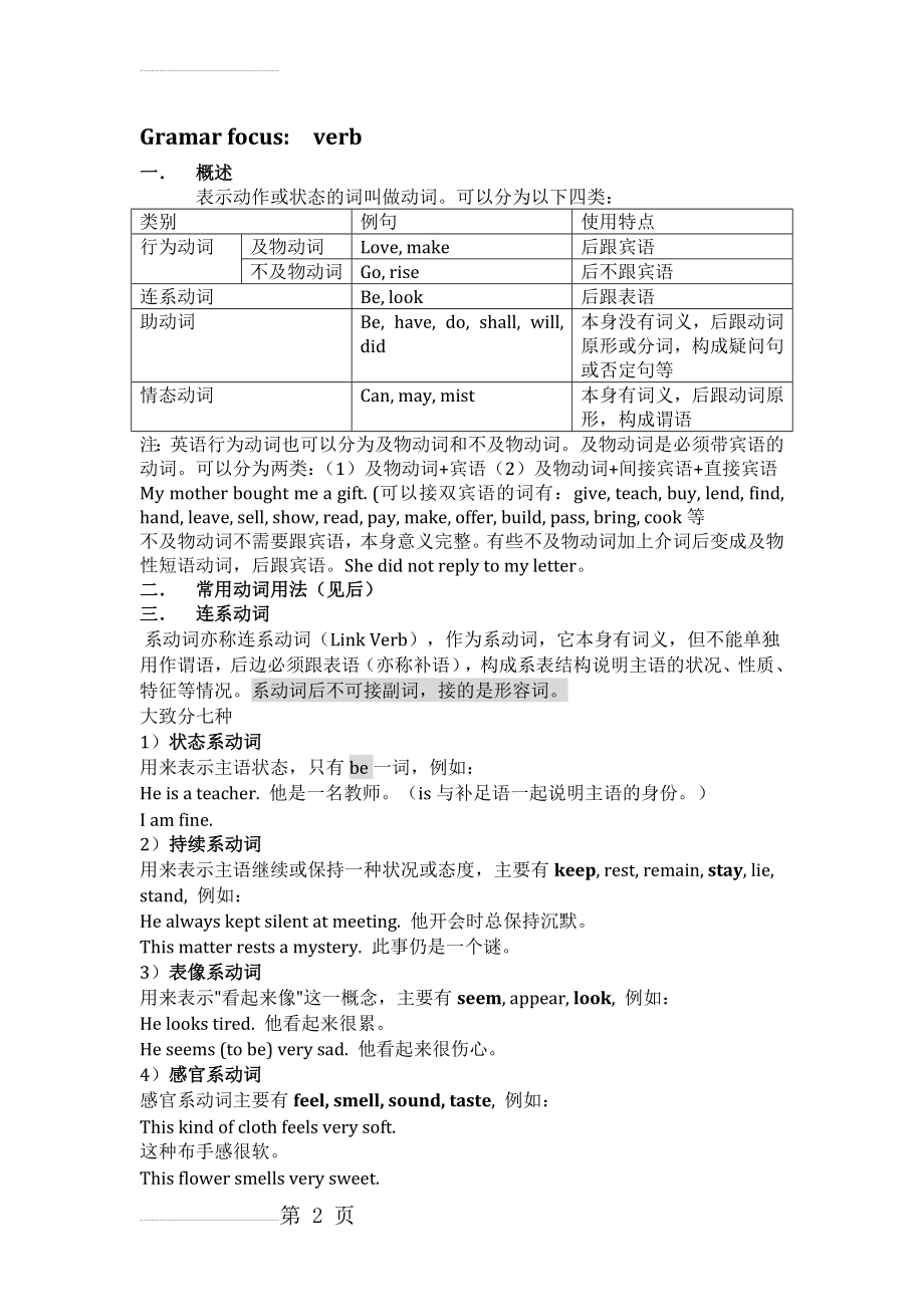 初中动词的分类及用法(15页).doc_第2页