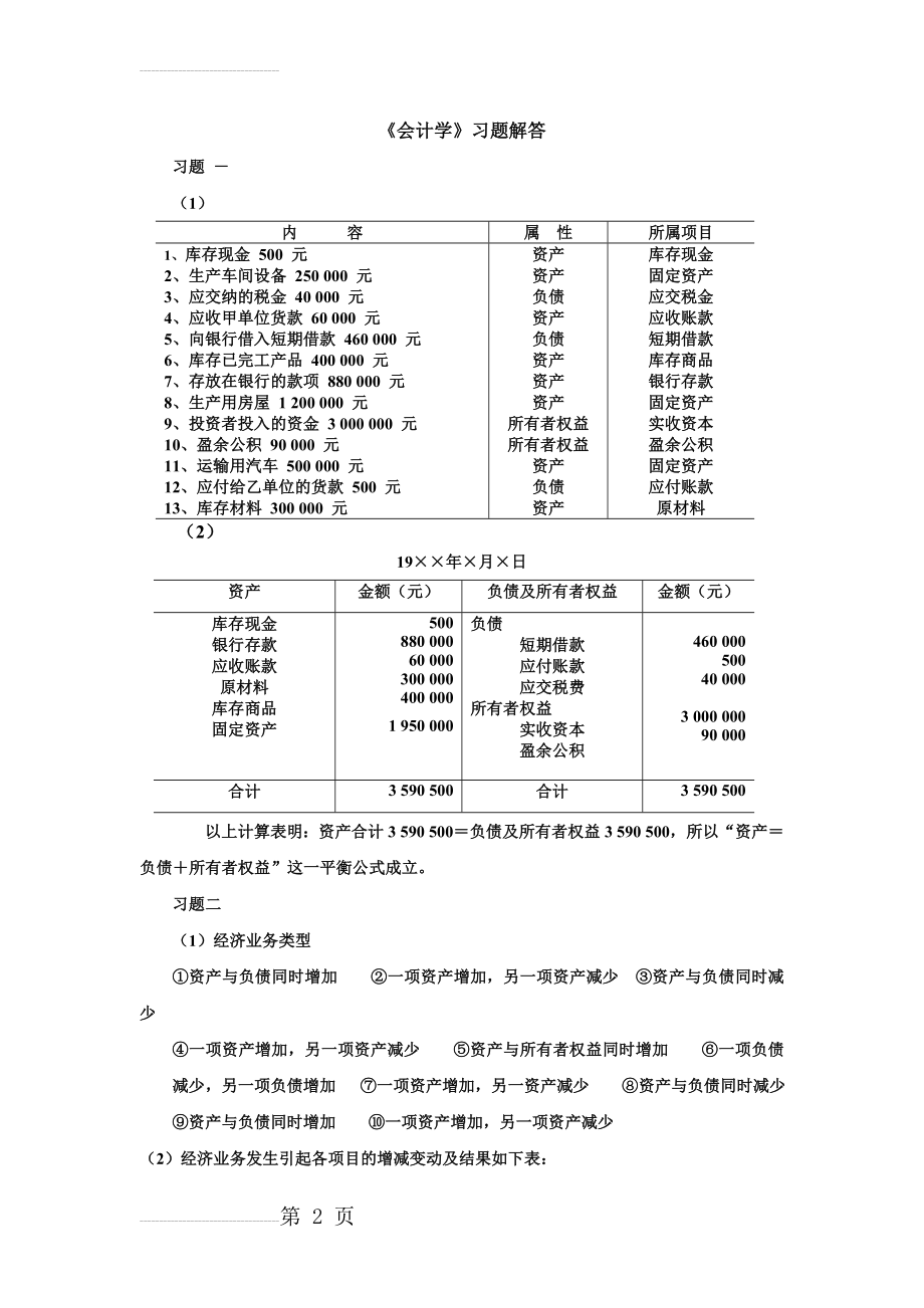 全部《初级会计学》习题解答(21页).doc_第2页