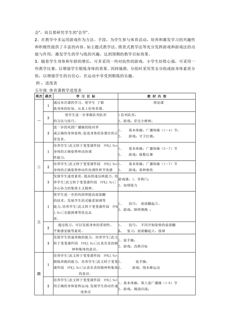 小学五年级下学期体育教学计划.doc_第2页