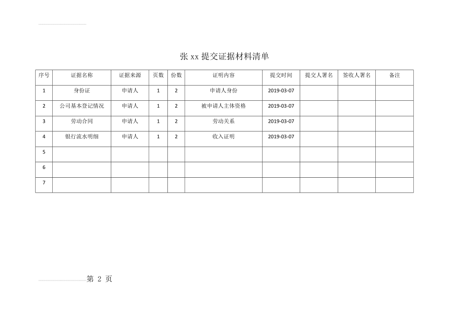 劳动仲裁提交证据材料清单(2页).doc_第2页