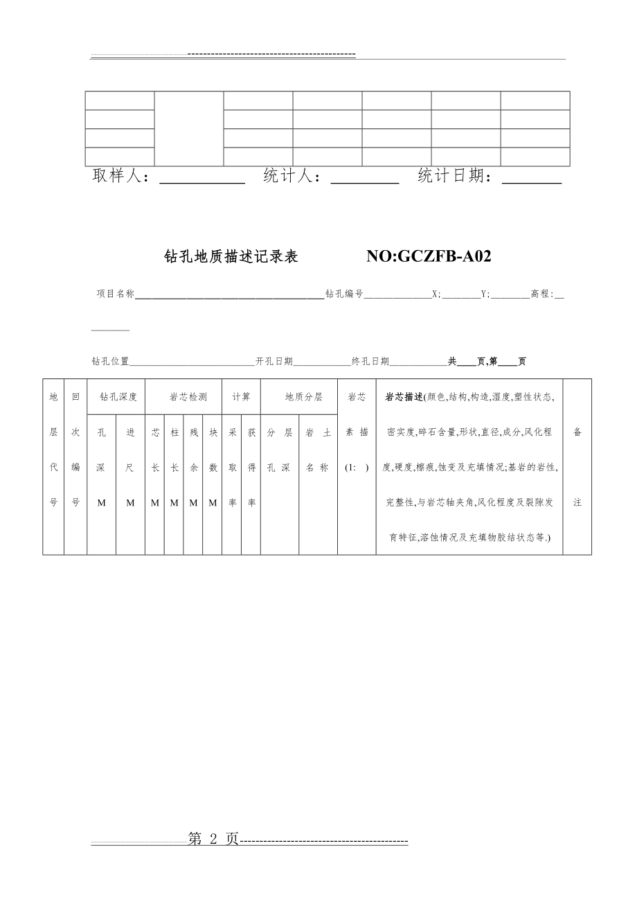 地质勘探原始记录表格(35页).doc_第2页