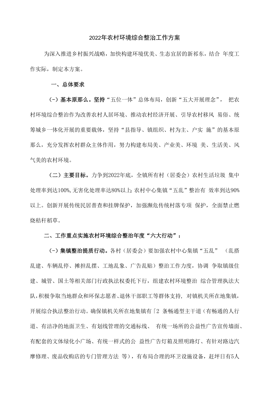 2022年农村环境综合整治工作方案.docx_第1页