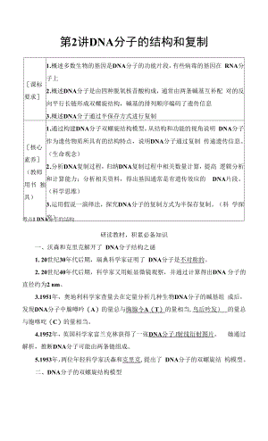 一轮复习 苏教版 　　DNA分子的结构和复制学案.docx