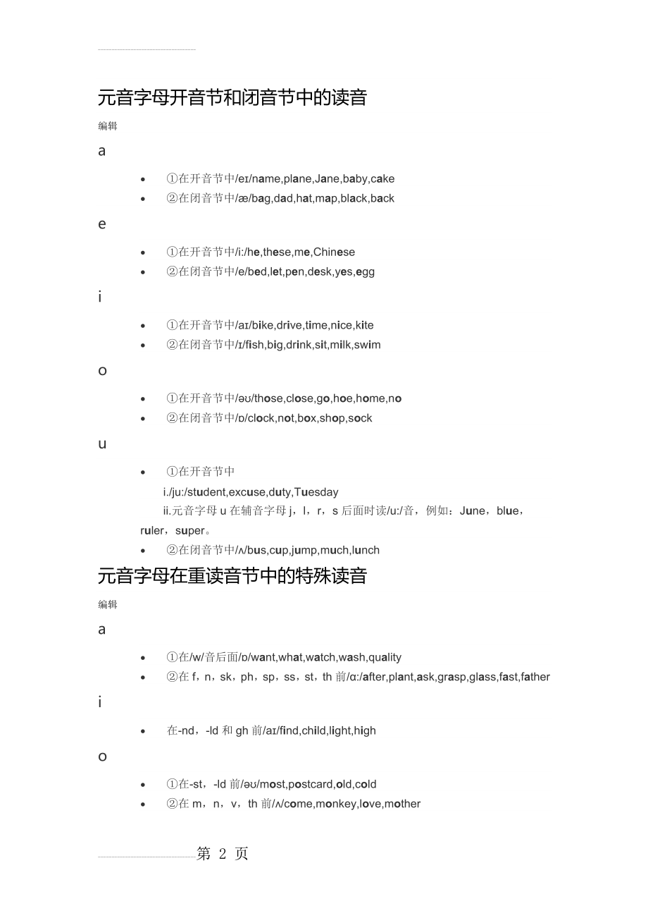 元音字母开音节和闭音节中的读音(11页).doc_第2页