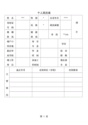 最受欢迎的标准的个人简历表格简洁大方.docx