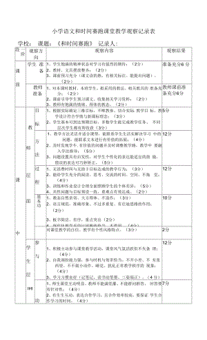 小学语文和时间赛跑课堂教学观察记录表.docx