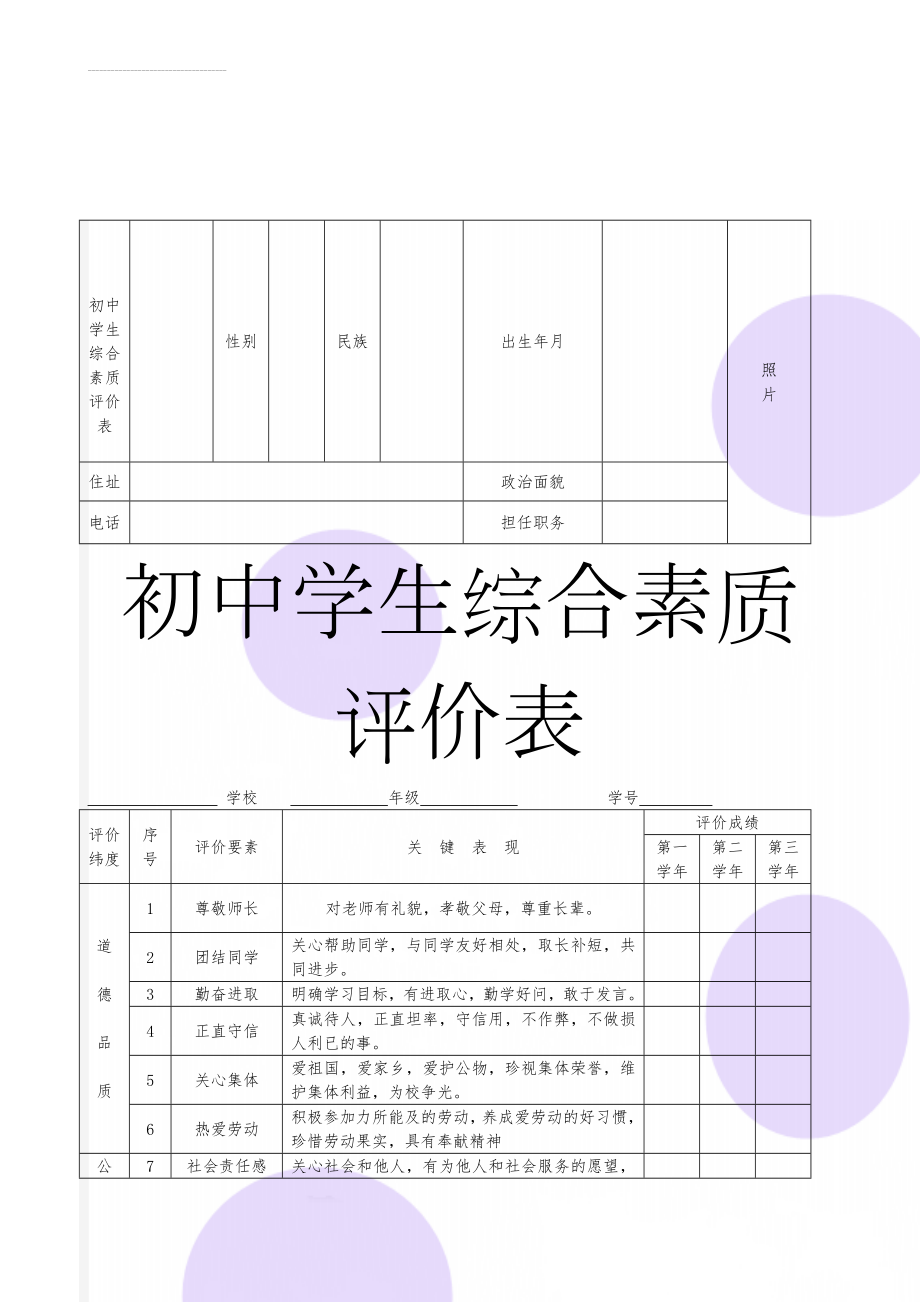 初中学生综合素质评价表(4页).doc_第1页