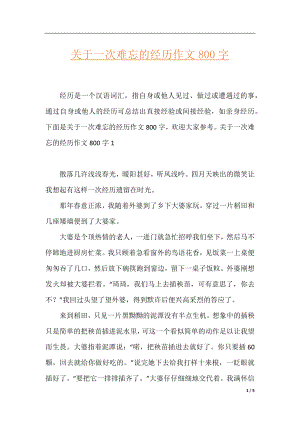 关于一次难忘的经历作文800字.docx