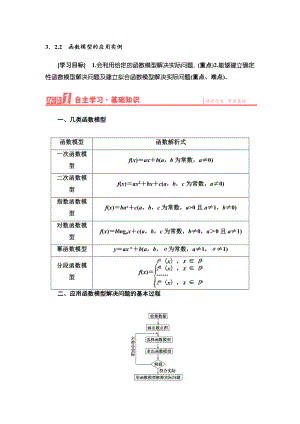 【优化课堂】高一数学人教A版必修1-学案：第三章-3.2.2-函数模型的应用实例.doc