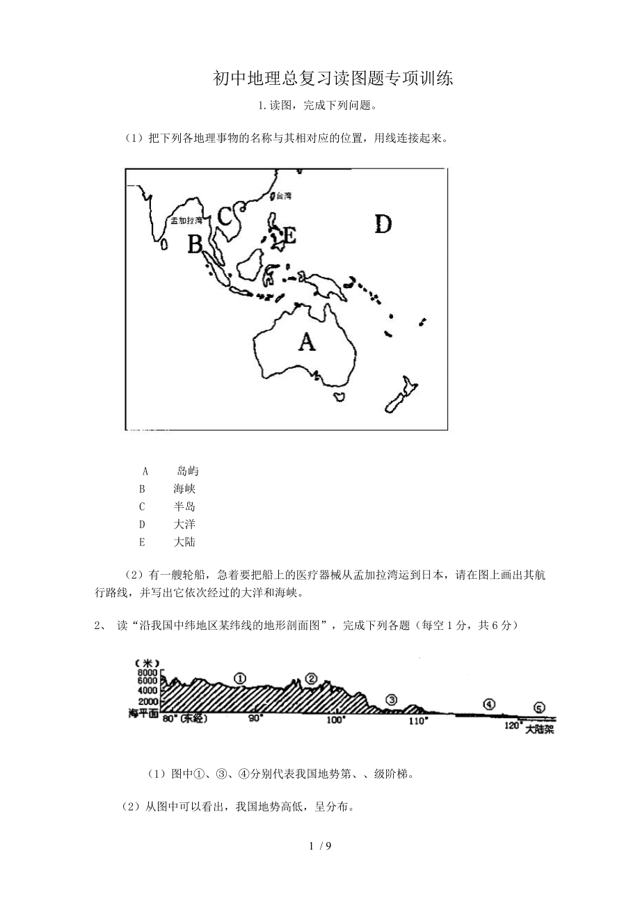 初中地理总练习读图题专项训练.doc_第1页