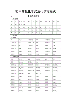 2016年初中常见化学式及化学方程式大全.doc