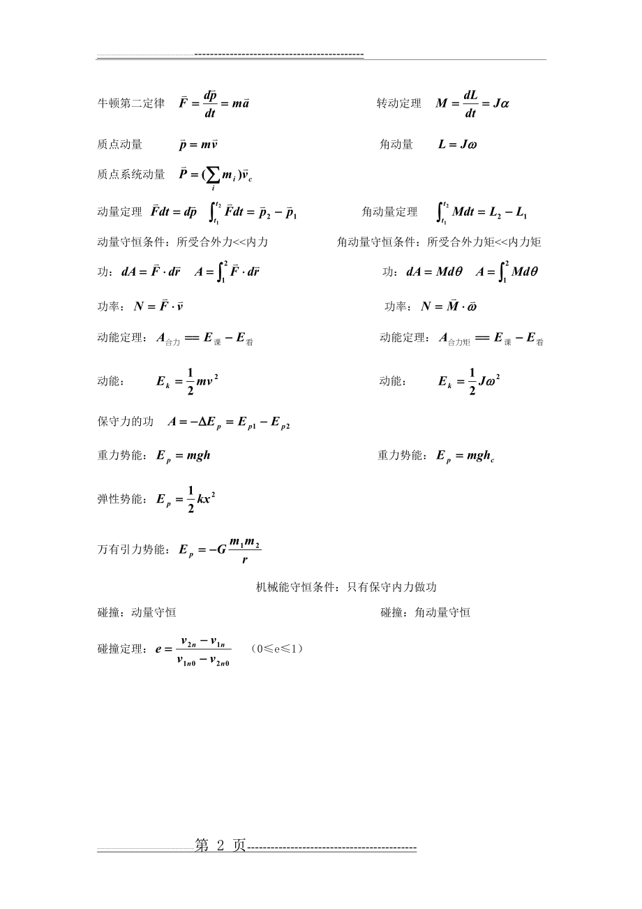 大学物理-力学电磁学公式总结(5页).doc_第2页