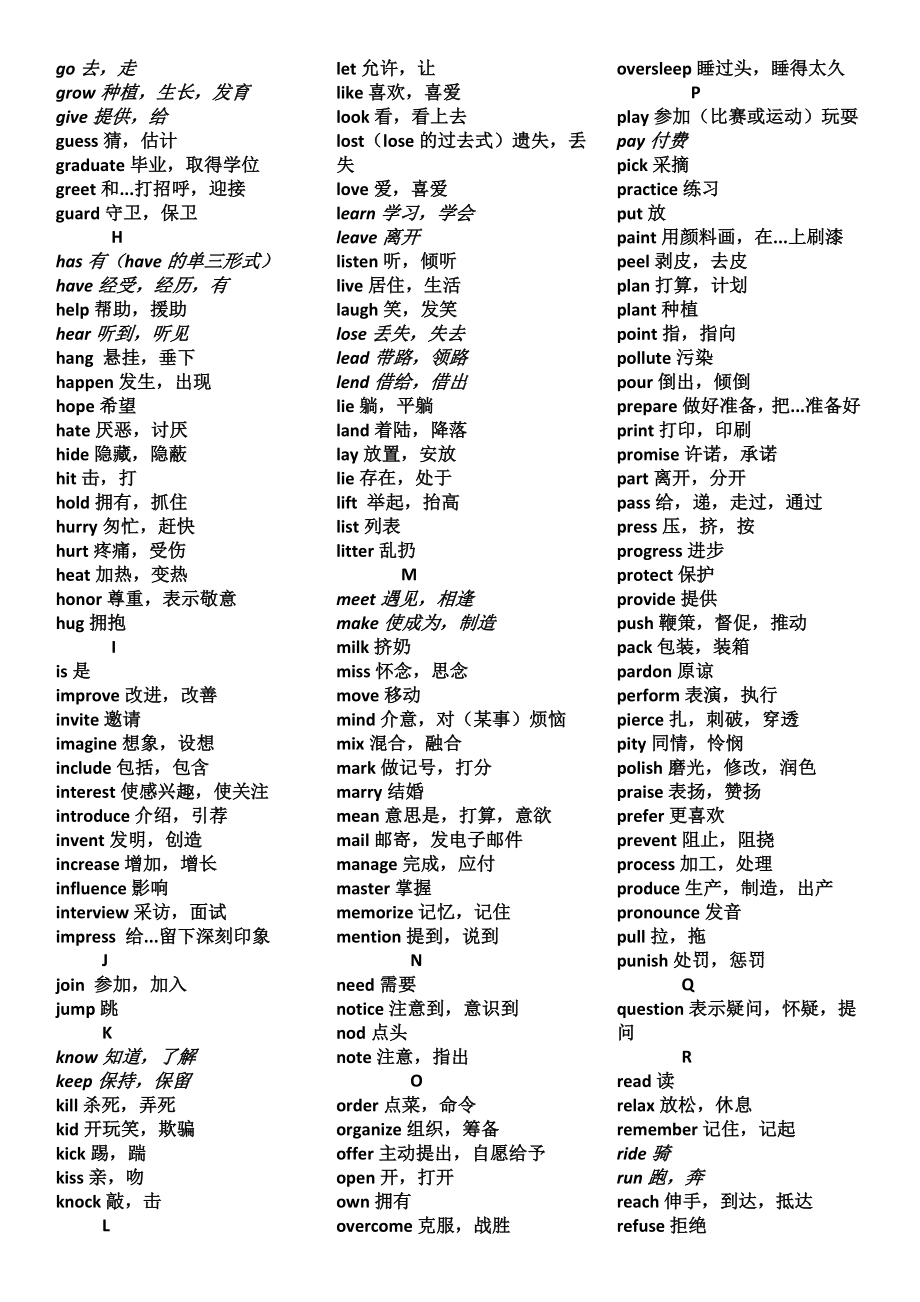 人教版初中英语动词顺序版.doc_第2页