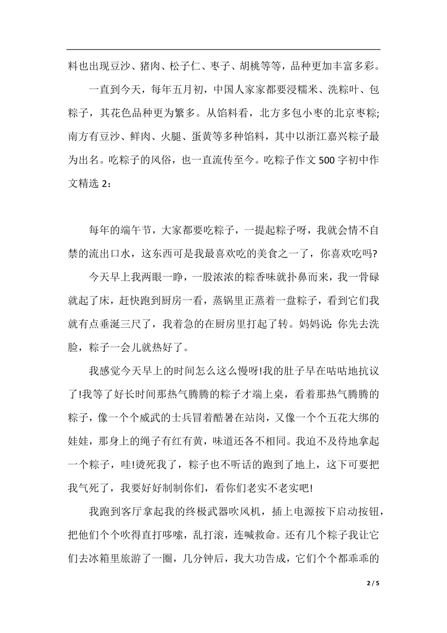 吃粽子作文500字初中作文精选4篇.docx_第2页