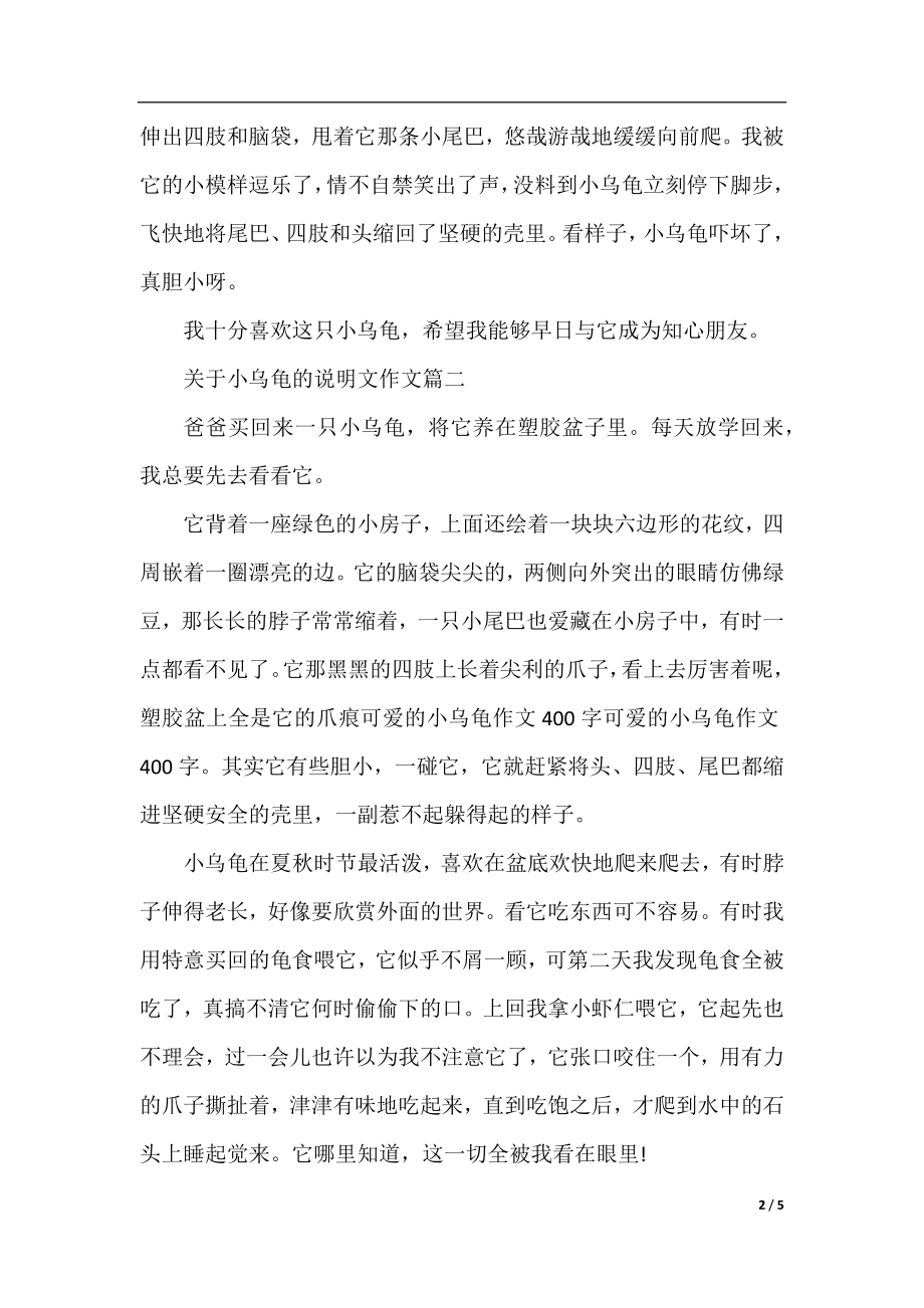 观察小乌龟的说明文作文400字.docx_第2页