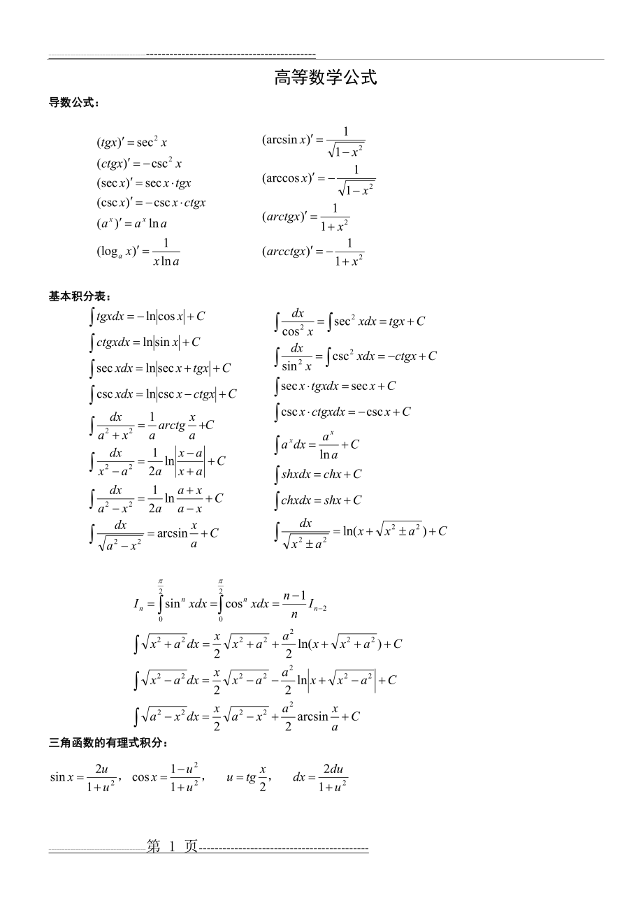 大学数学公式(全集)(13页).doc_第1页