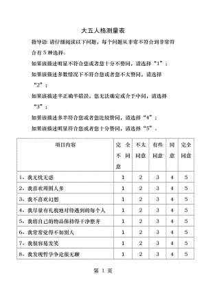 大五人格量表计分及解释.docx