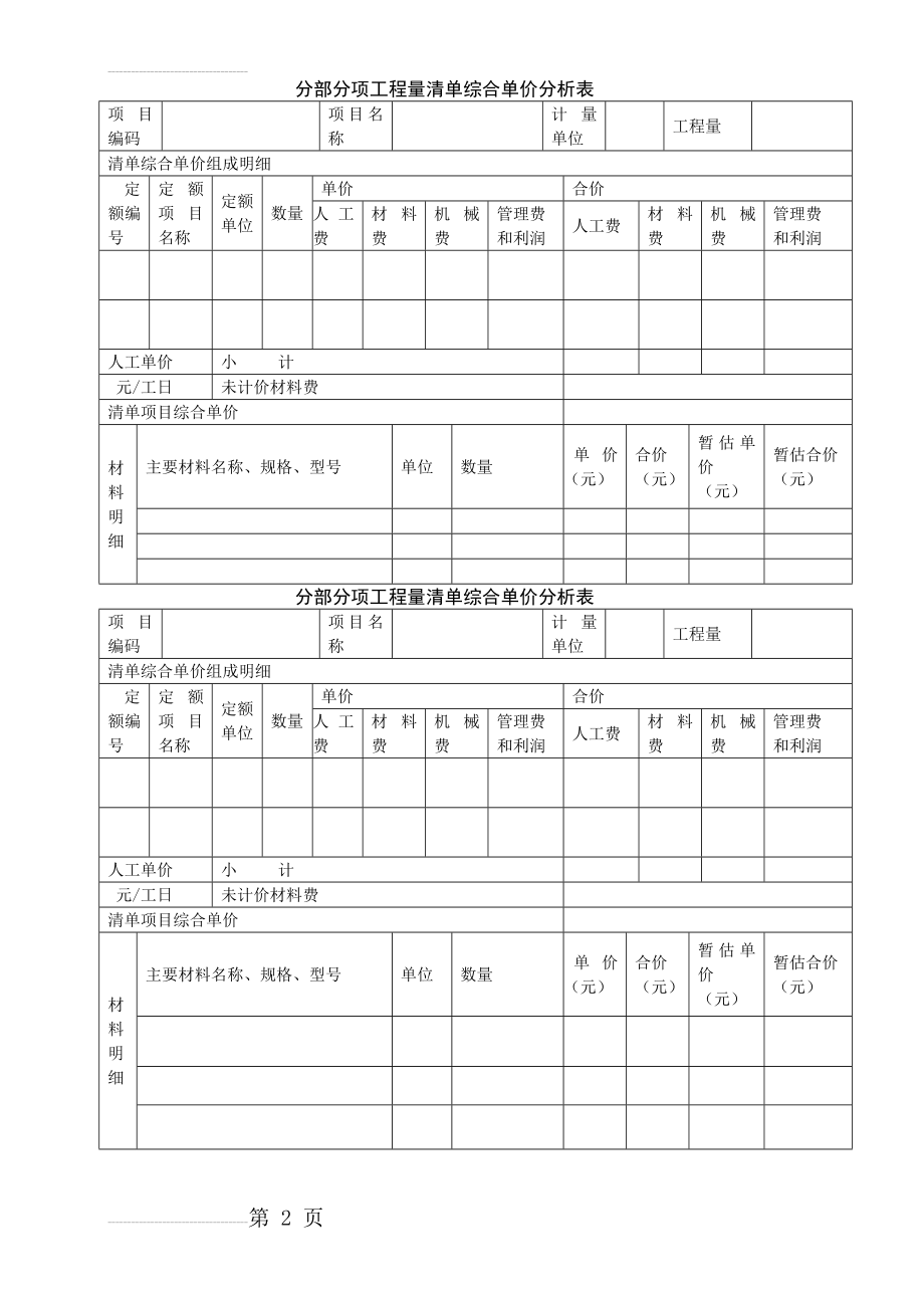 分部分项工程量清单综合单价分析表(11页).doc_第2页