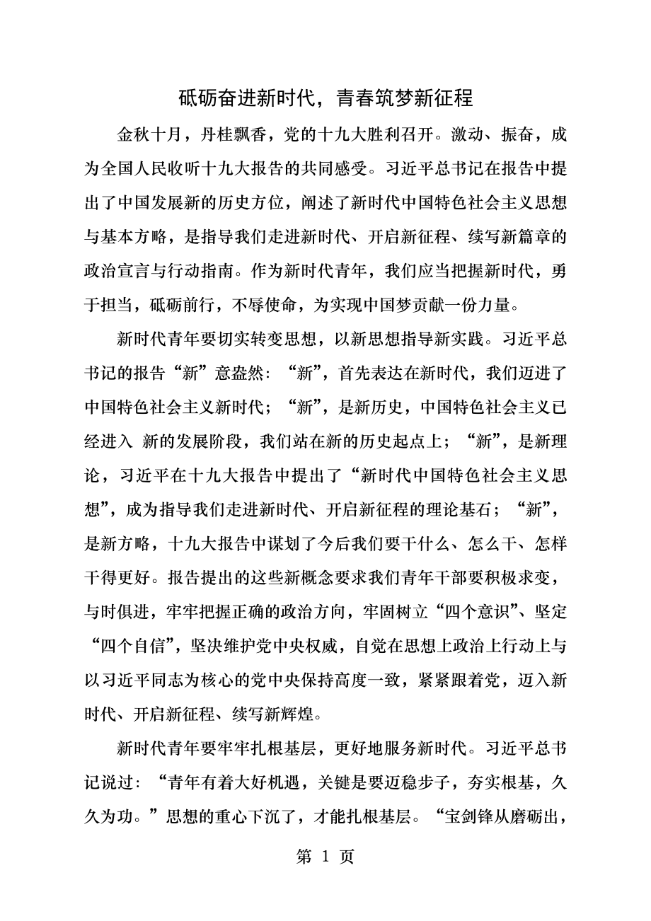 砥砺奋进新时代青春筑梦新征程.docx_第1页