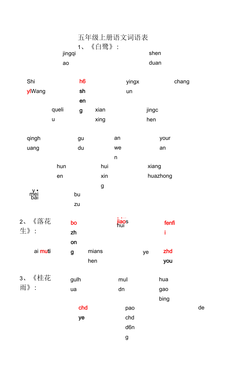 部编版五年级上册语文词语表拼音.docx_第1页