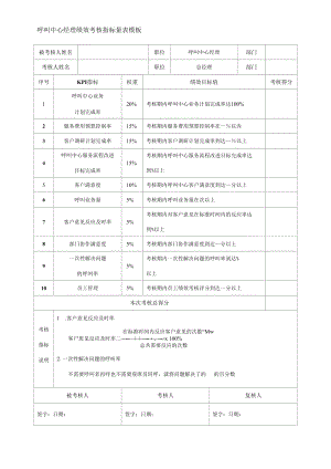 呼叫中心经理绩效考核指标量表模板.docx