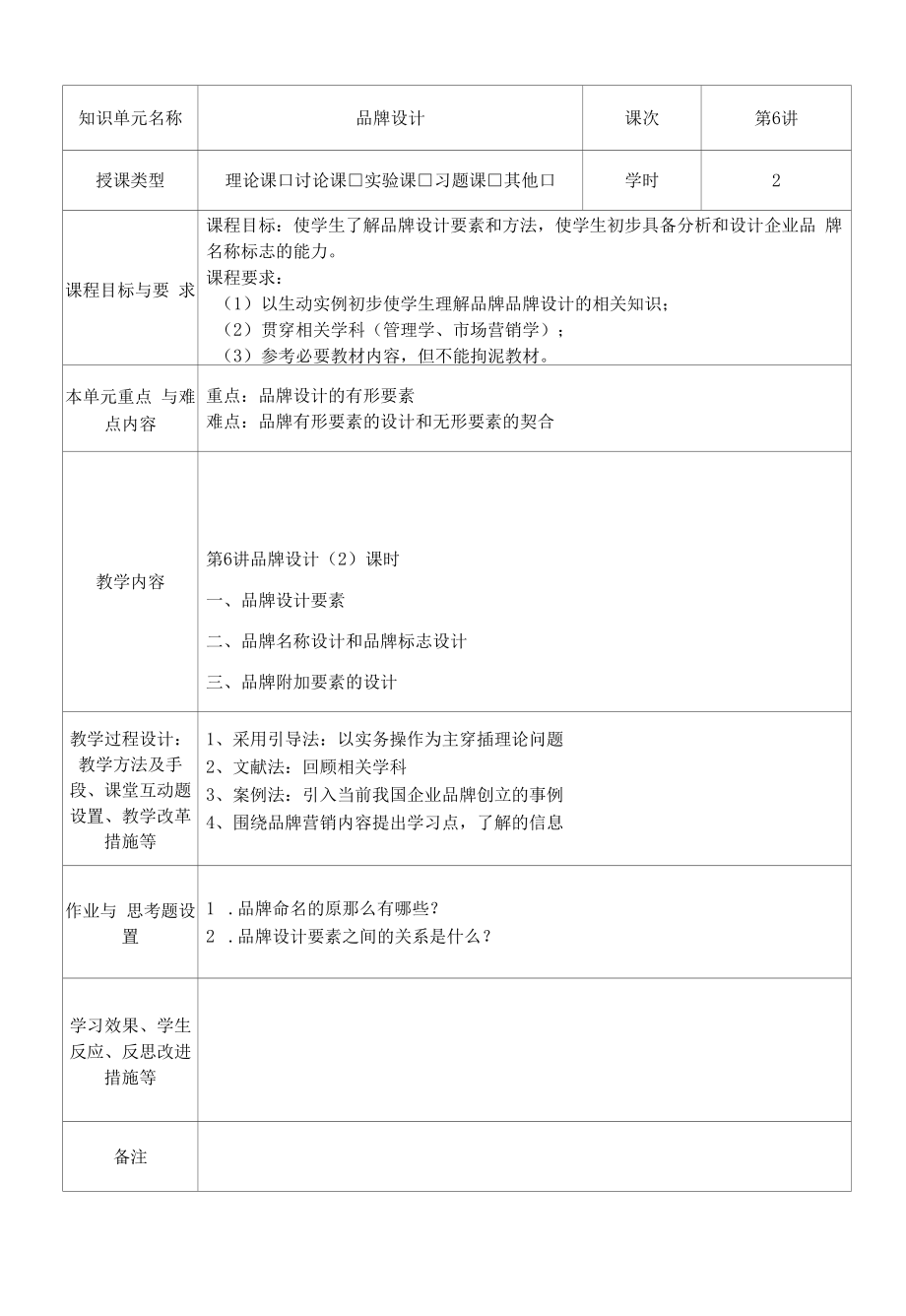 《品牌管理 第2版》 教案大纲.docx_第2页