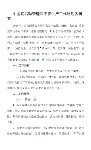 中医院后勤管理和安全生产工作计划.docx