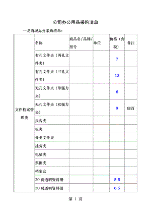 公司办公用品采购清单.docx