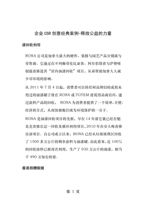 企业CSR创意经典案例释放公益的力量.docx