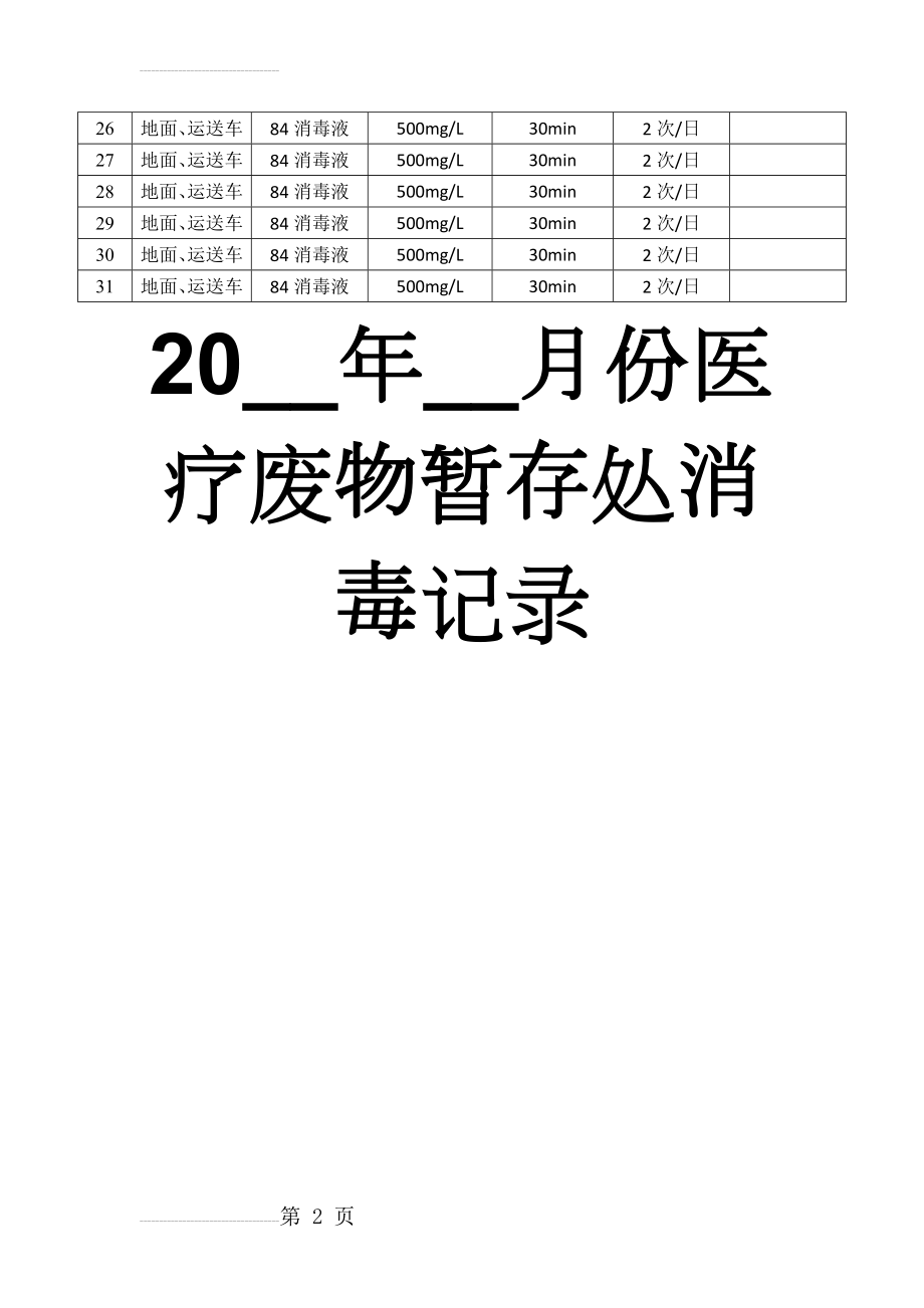 医疗废物暂存处消毒记录(3页).doc_第2页