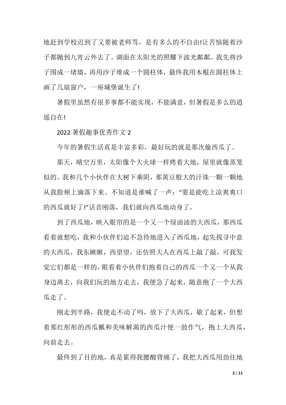 2022暑假趣事优秀作文精选10篇.docx_第2页