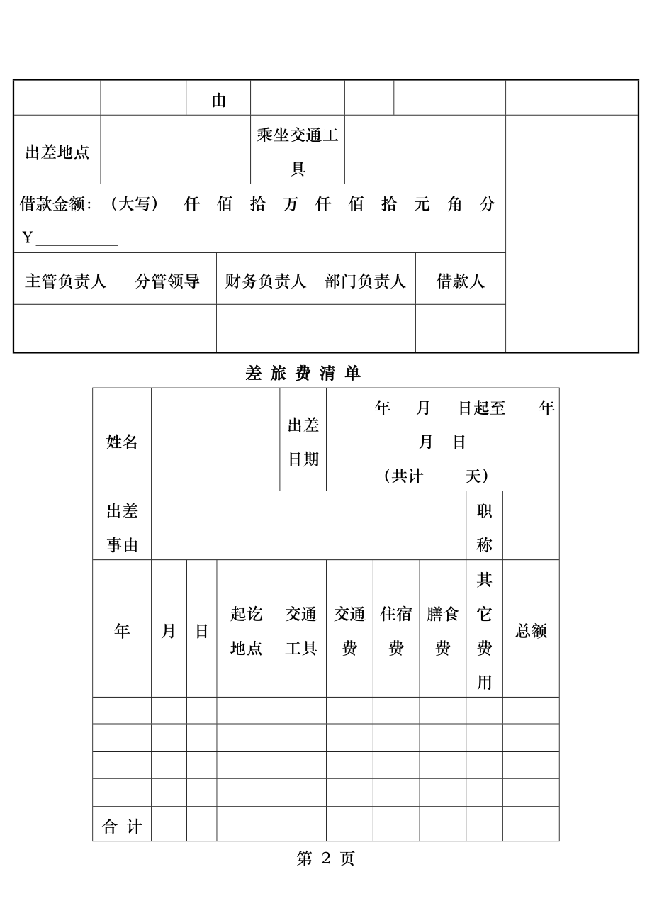 公司出差申请单及报销单.docx_第2页