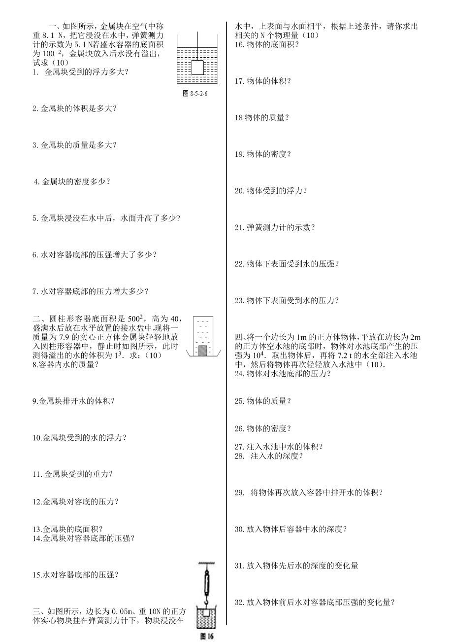 人教版八年级物理浮力综合计算题阶梯训练题.docx_第1页