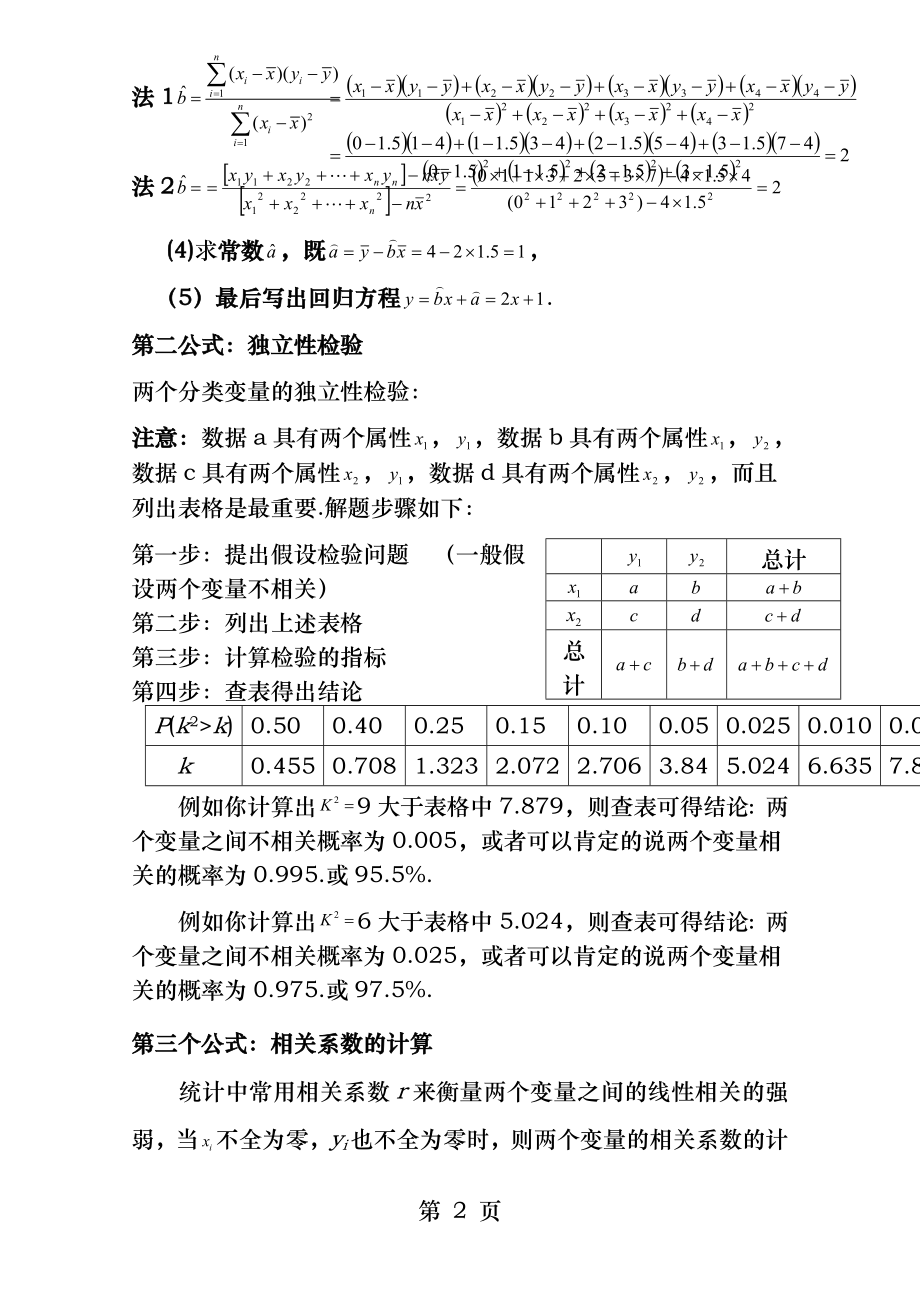 线性回归方程求法独立性检验应用相关系数计算.docx_第2页