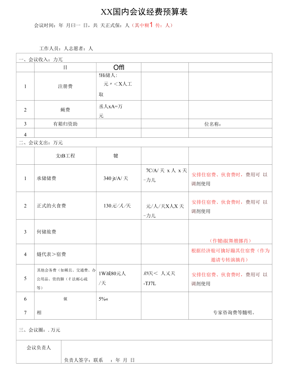 国内会议经费预算表.docx_第1页