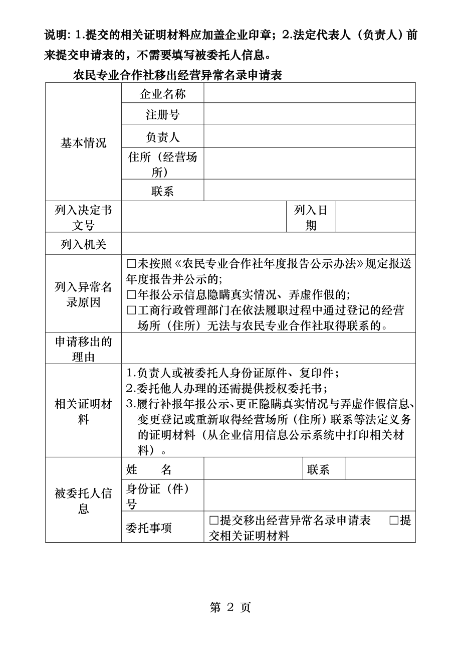 企业合作社个体移出经营异常名录申请表.docx_第2页