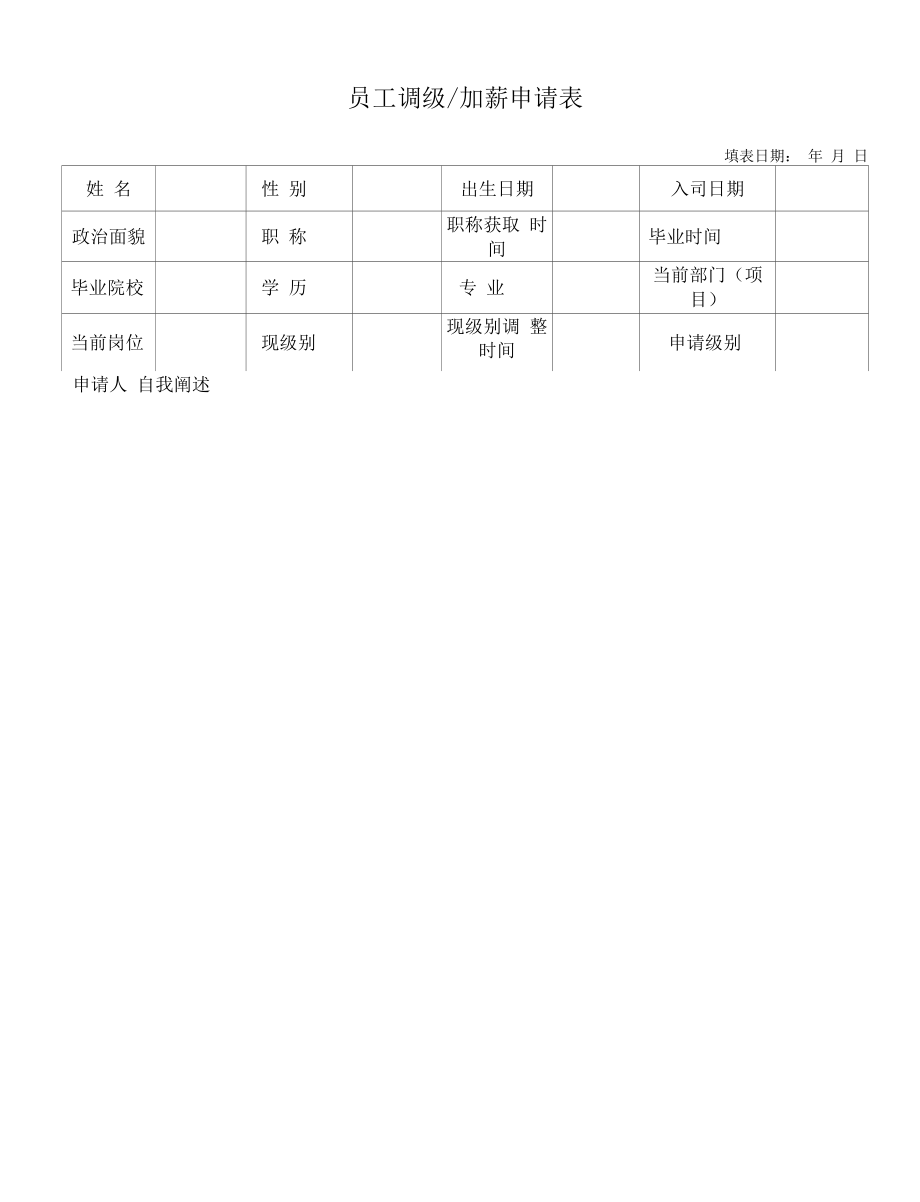 员工调级加薪申请表.docx_第1页