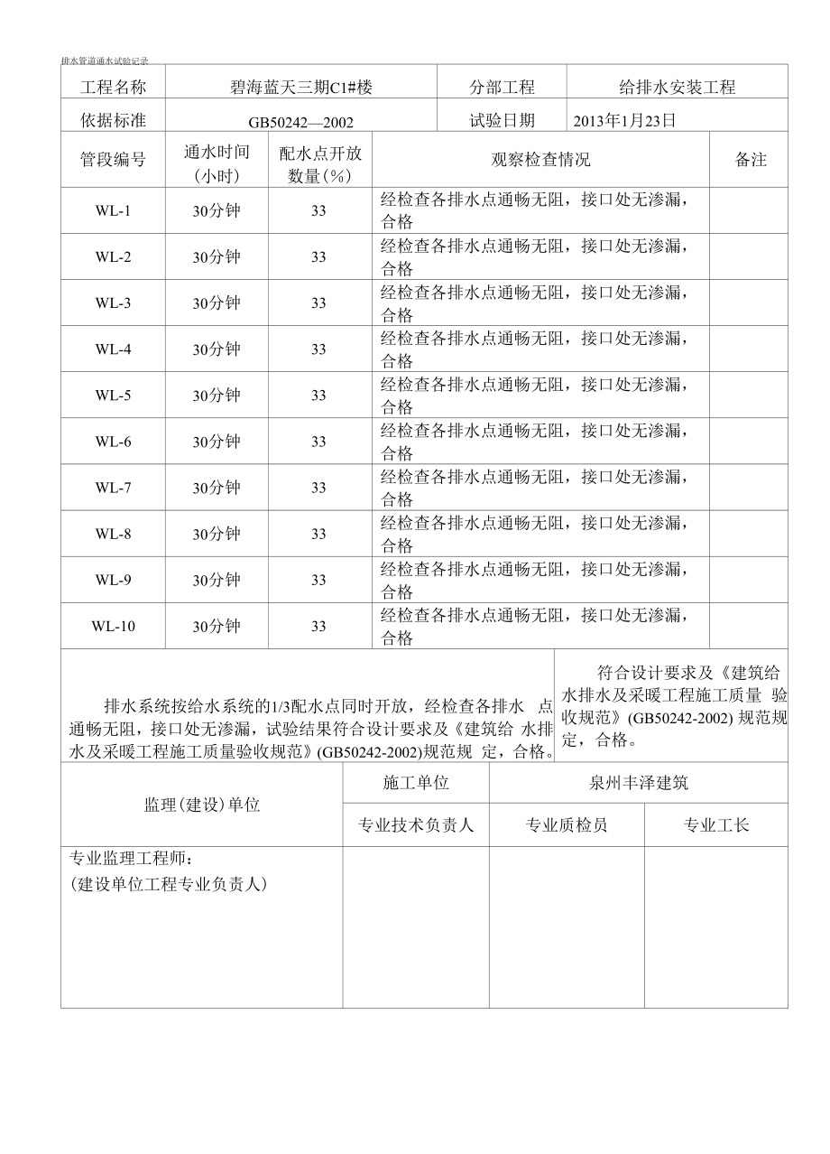 排水管道通水试验记录（4）.docx_第2页